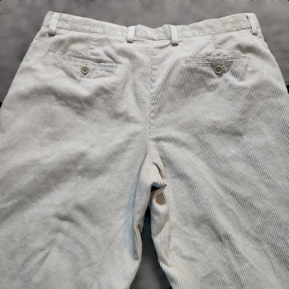 Izod Corduroy Pants Mens Size 38 x 30 Beige Flat Front Vintage Relaxed